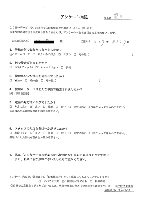 合志市・40代男性/匿名希望様